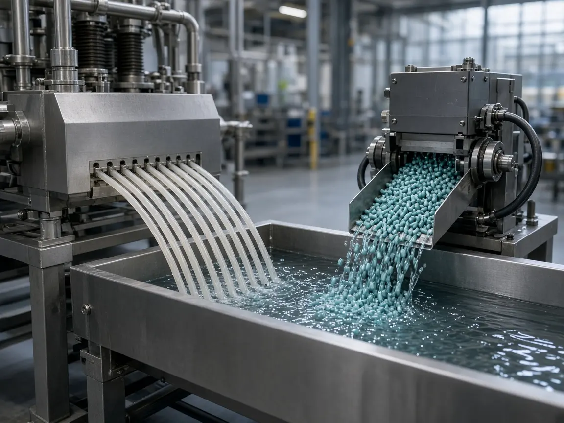 Extrusion line for plastic granulate