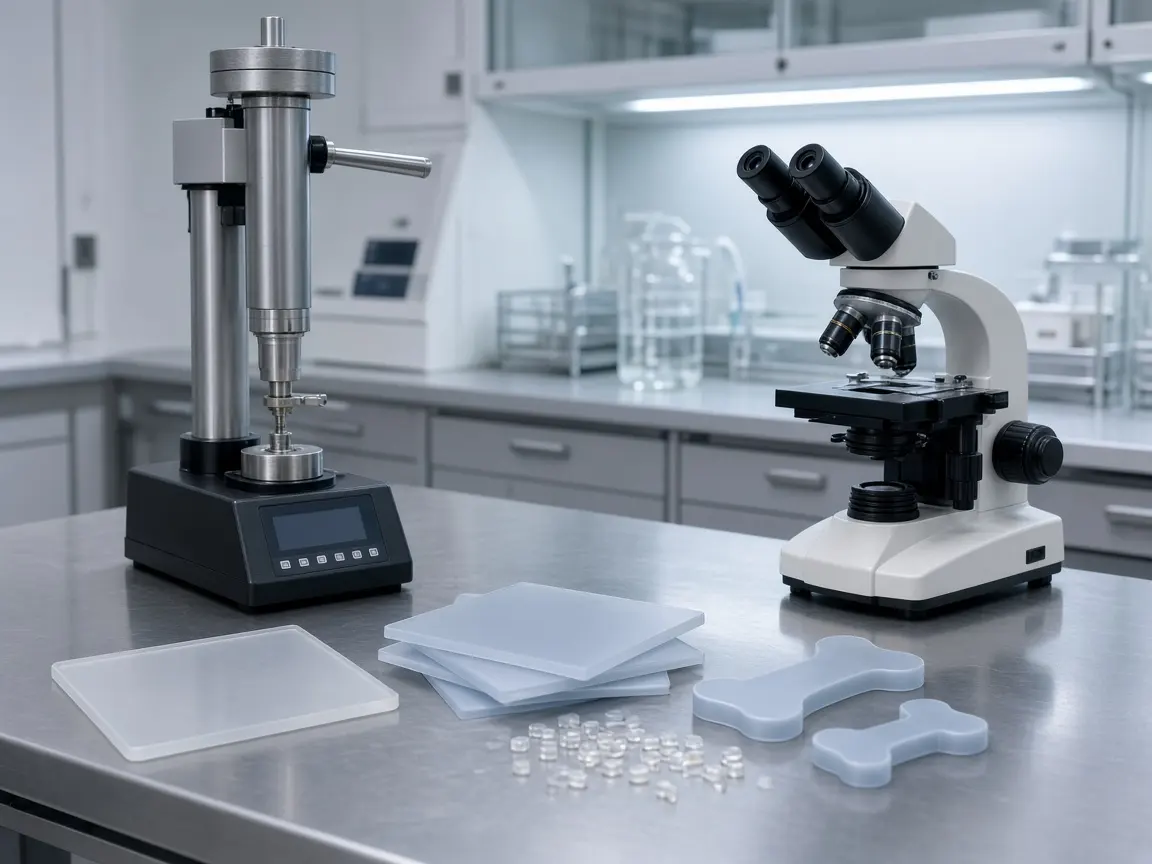 Bench for testing plastic samples