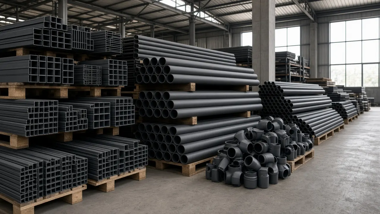Plastic pipes and profiles in storage