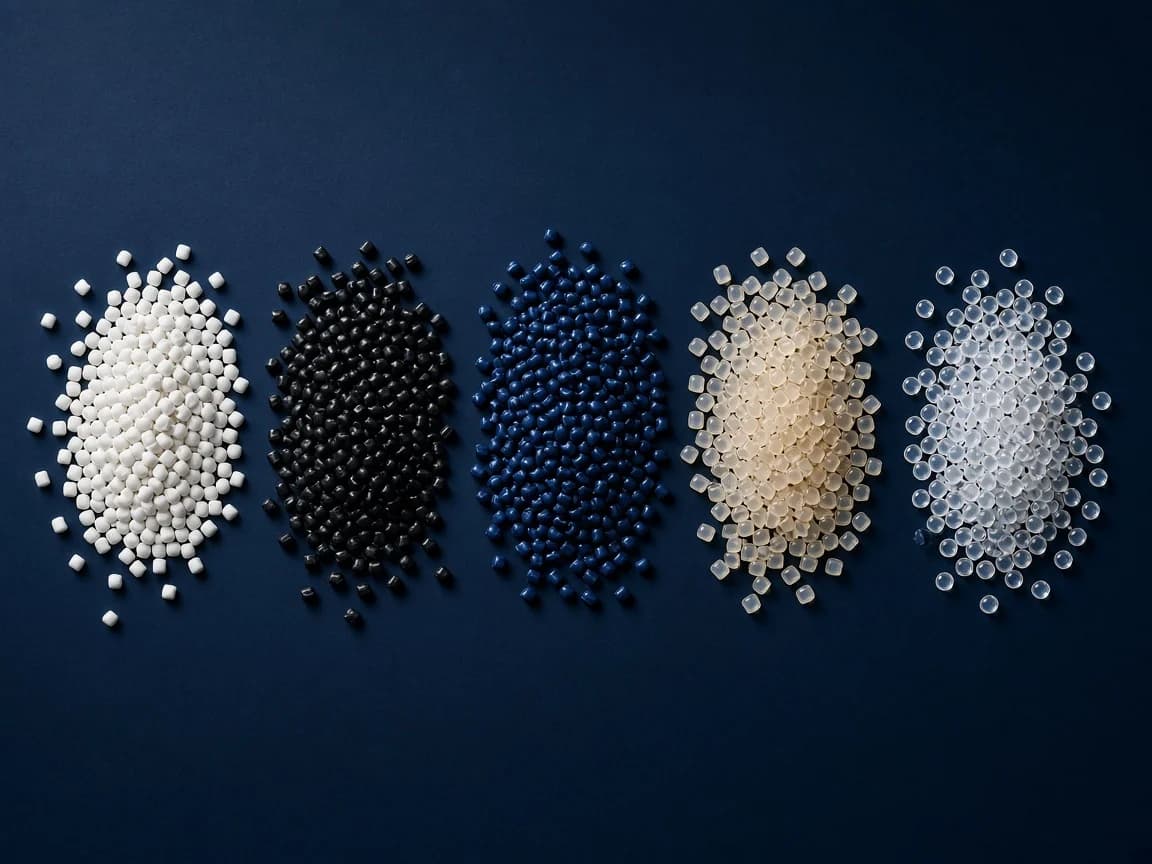 Plastic granules in different colours side by side